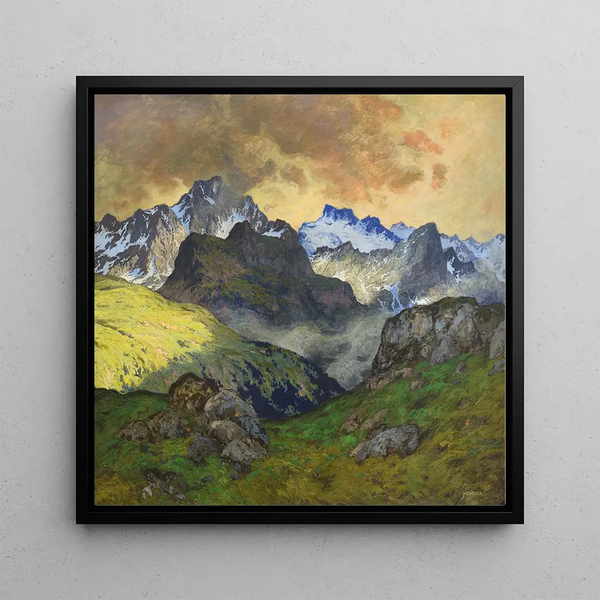 an Alpine landscape - Hugo Hodiener — framed artwork on a wall