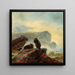 a landscape with cormorants on a rock - Friedrich Preller the Elder — framed artwork on a wall