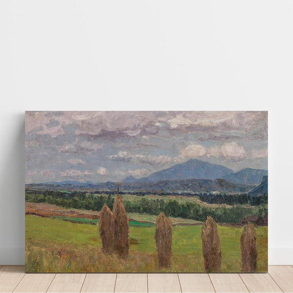 Reproduction of the painting of a landscape with corn sheaves - Alfred Zoff