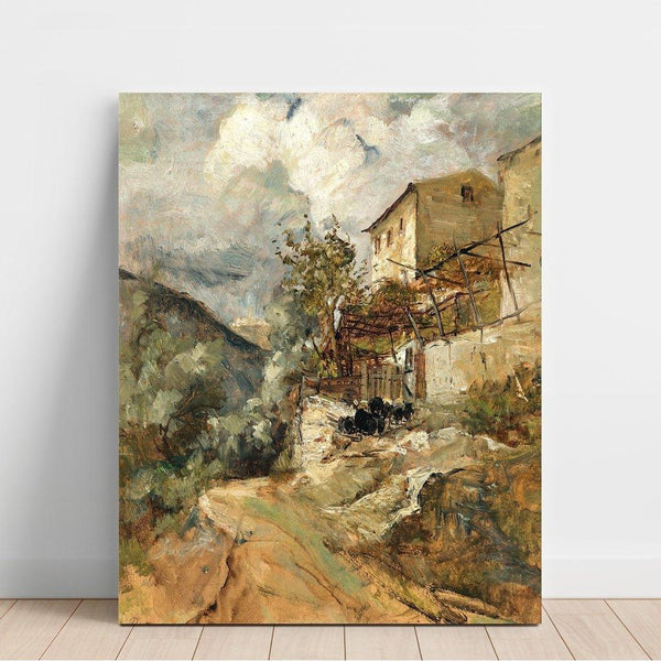 Reproduction of the painting of a Southern landscape with sheep - Marie Egner