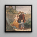 a father with two children at the mother's tomb - Willem Hendrik Schmidt — framed artwork on a wall