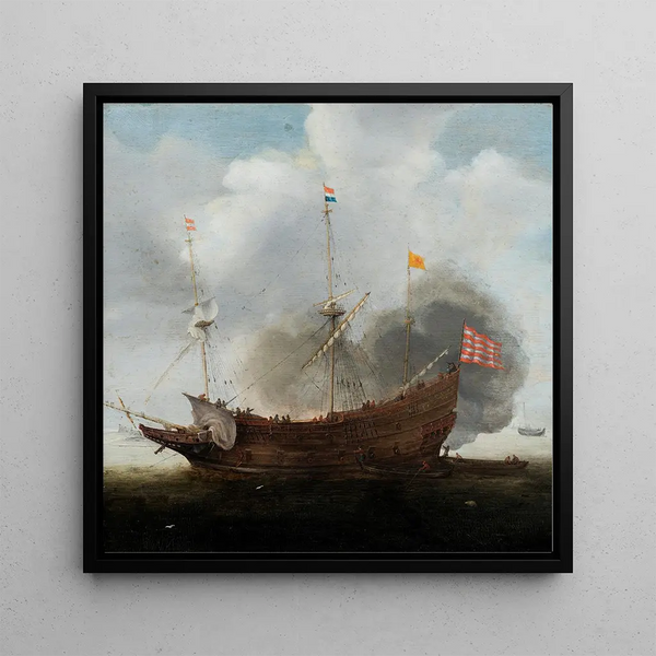 a warship - Hendrik Cornelisz Vroom — framed artwork on a wall