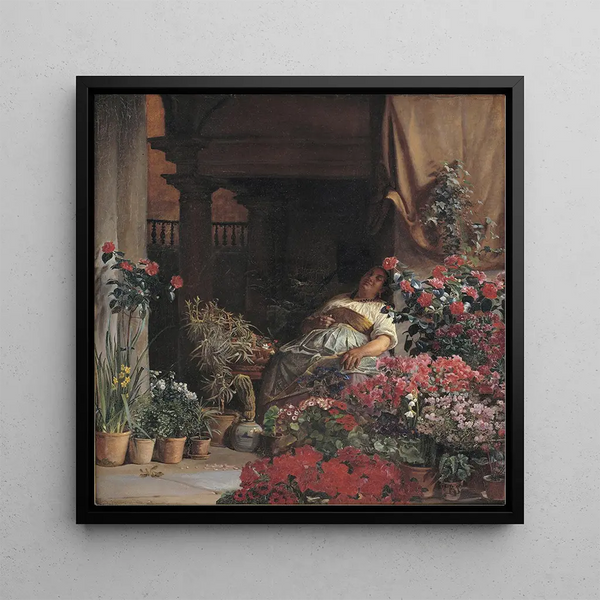 a Florentine flower seller - Kristian Zahrtmann — framed artwork on a wall