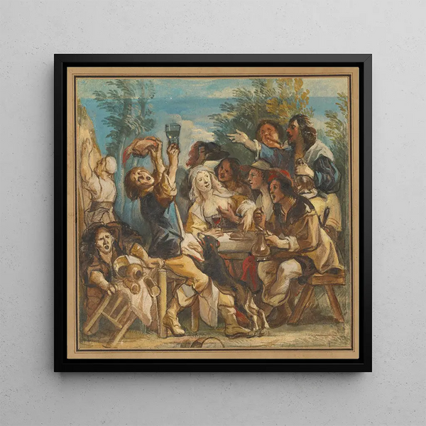 a Joyful Company - Jacob Jordaens — framed artwork on a wall