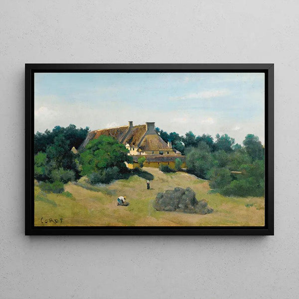 Reproduction of the painting of a farm in Saint-Martin-du-Bon-Fossé by Jean-Baptiste Camille Corot