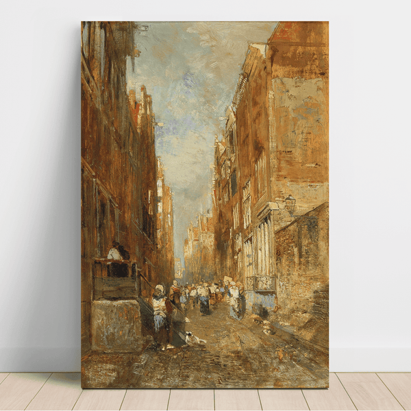 Reproduction of the painting A Street in the Jewish Quarter of Amsterdam by Emil Jakob Schindler