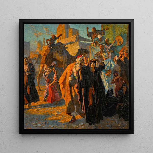 Street celebration in Cairo - Ludwig Deutsch — framed artwork on a wall