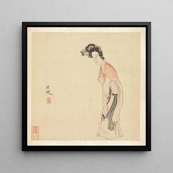 a lady - Chen Hongshou — framed artwork on a wall