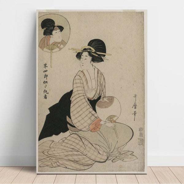 Reproduction of the painting of an attractive woman resembling actor Iwai Hanshiro - Kitagawa Utamaro
