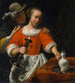 a young woman and a rider - Cornelis Bisschop — artwork view