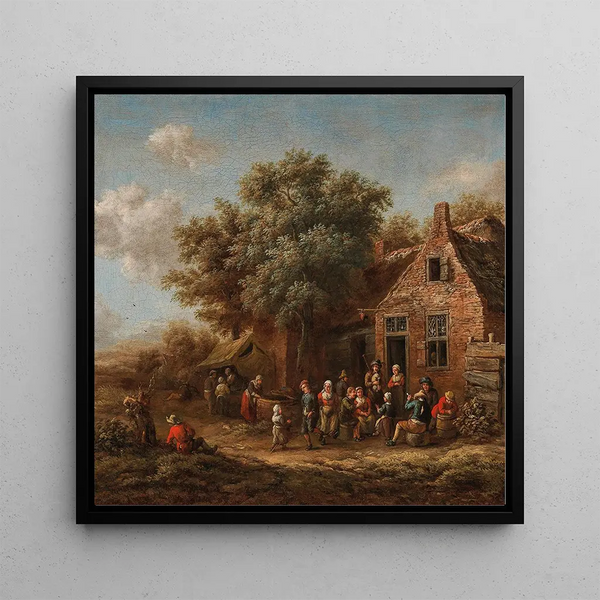 Une joyeuse compagnie devant une auberge de village - Barent Gael — framed artwork on a wall