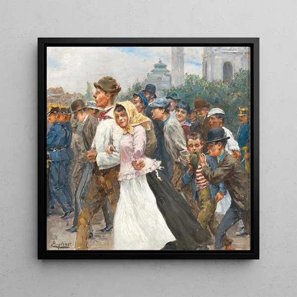 a parade in front of the church of Saint Charles - Josef Engelhart — framed artwork on a wall