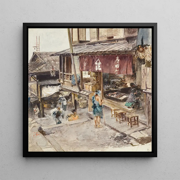 Une rue à Ikao au Japon III - Robert Frederick Blum — framed artwork on a wall