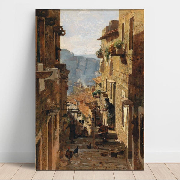 Reproduction of the painting of a street in Ragusa - Carl Moll