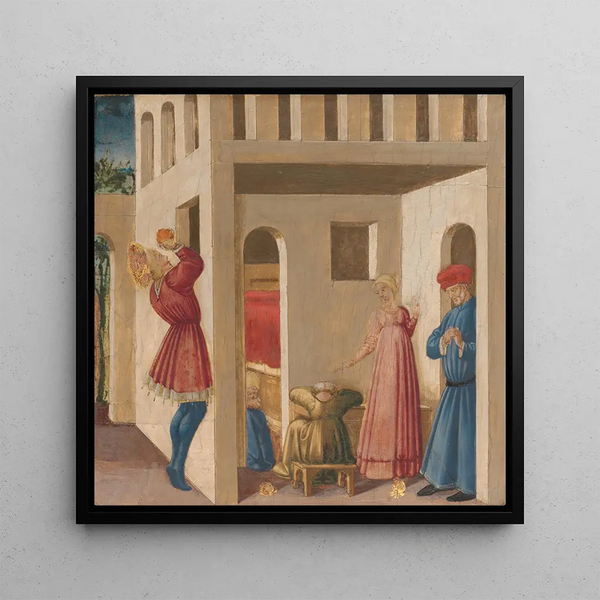 a scene from the legend of Saint Nicholas of Bari - Neri di Bicci — framed artwork on a wall