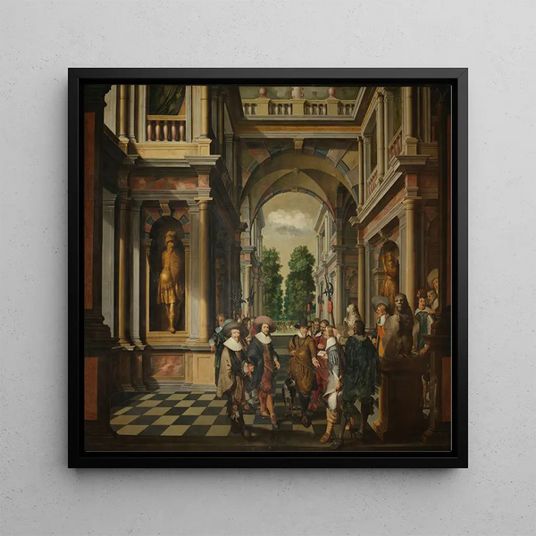 A decorative sequence in seven parts: a gallery - Dirck Van Delen — framed artwork on a wall