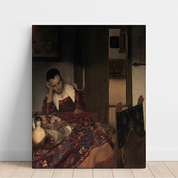 Reproduction of the painting A Sleeping Servant - Johannes Vermeer