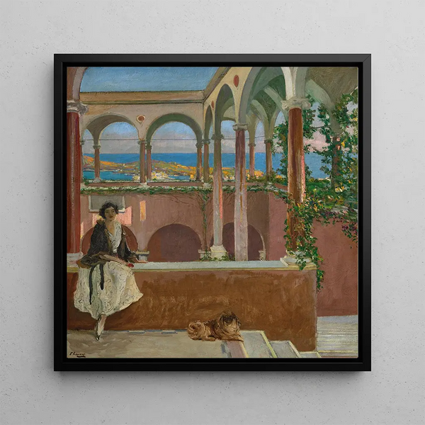A villa on the Riviera - Sir John Lavery — framed artwork on a wall