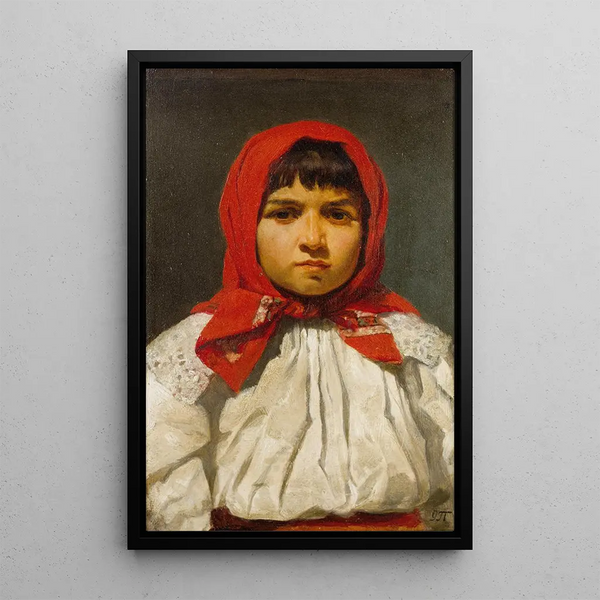 Portrait of a Young Girl - Uro Predi — framed artwork on a wall
