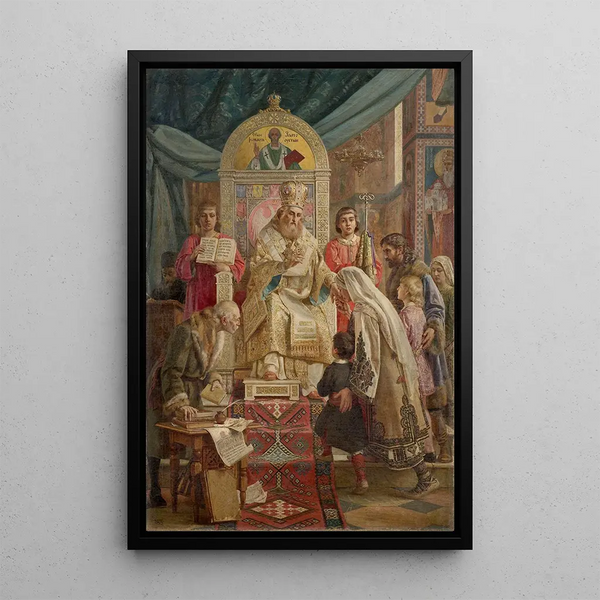 Saint Sava bénit Srpad - Uro Predi — framed artwork on a wall