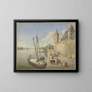 the River Main in Frankfurt am Main with Saint Leonard's Church - Ursula Magdalena Reinheimer — framed artwork on a wall