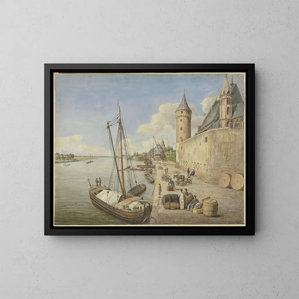 the River Main in Frankfurt am Main with Saint Leonard's Church - Ursula Magdalena Reinheimer — framed artwork on a wall