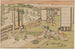 Five Figures Looking at a Man Tying a Bamboo - Utagawa Kuninao — artwork view