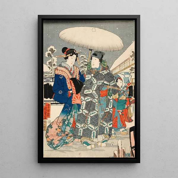 Première Neige - Utagawa Kunisada II — framed artwork on a wall