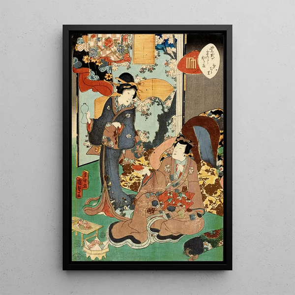 Hanachirusato - Utagawa Kunisada II — framed artwork on a wall