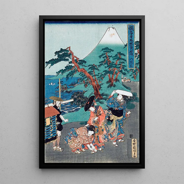 Acte VIII Procession Nuptiale de Konami - Utagawa Kunisada Toyokuni III — framed artwork on a wall