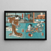 Acteurs dans les rôles de Toriyama Shôsaku et Uba Akishino - Utagawa Kunisada Toyokuni III — framed artwork on a wall