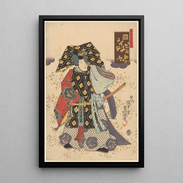 an Actor with an Elaborate Robe - Utagawa Kunisada Toyokuni III — framed artwork on a wall