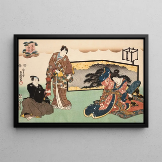 Eight figurative views Sugata Hakkei Pl5 - Utagawa Kunisada Toyokuni III — framed artwork on a wall