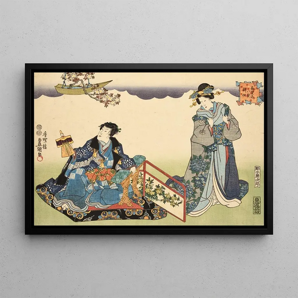 Eight figurative views, Sugata Hakkei Pl6 - Utagawa Kunisada Toyokuni III — framed artwork on a wall