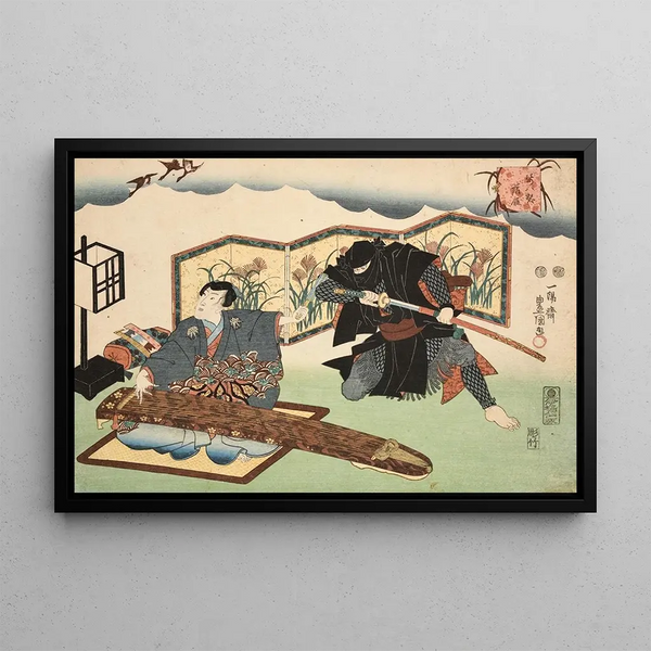 Eight figurative views Sugata Hakkei Pl7 - Utagawa Kunisada Toyokuni III — framed artwork on a wall