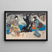 Appreciating the Plum Blossom Flowers in the Evening - Utagawa Kunisada Toyokuni III — framed artwork on a wall