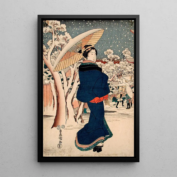 Famous Places of the Eastern Capital The Year-End Fair at Asakusa - Utagawa Kunisada Toyokuni III — framed artwork on a wall
