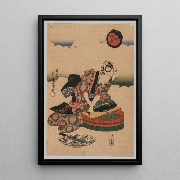 Premier Bonite de l'Année - Utagawa Kunisada Toyokuni III — framed artwork on a wall