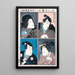 Four Actors in the Roles of Natsume Shirosabur Ishid Unemenosuke Katsuragi and Kijin Omatsu - Utagawa Kunisada Toyokuni III — framed artwork on a wall