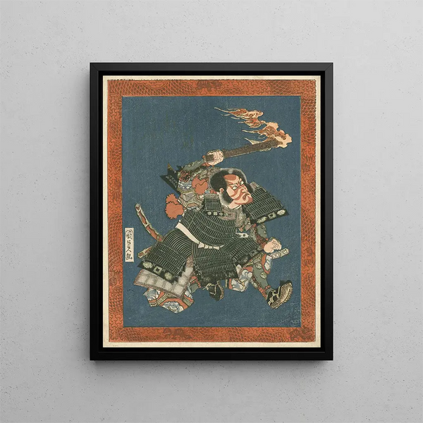 Ichikawa Danjūrō VII as I no Hayata - Utagawa Kunisada Toyokuni III — framed artwork on a wall