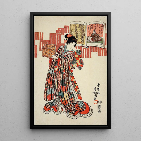 Poem of Kamakura Udaijin - Utagawa Kunisada Toyokuni III — framed artwork on a wall