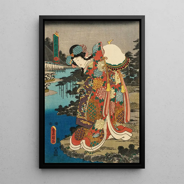 Red - Utagawa Kunisada Toyokuni III — framed artwork on a wall