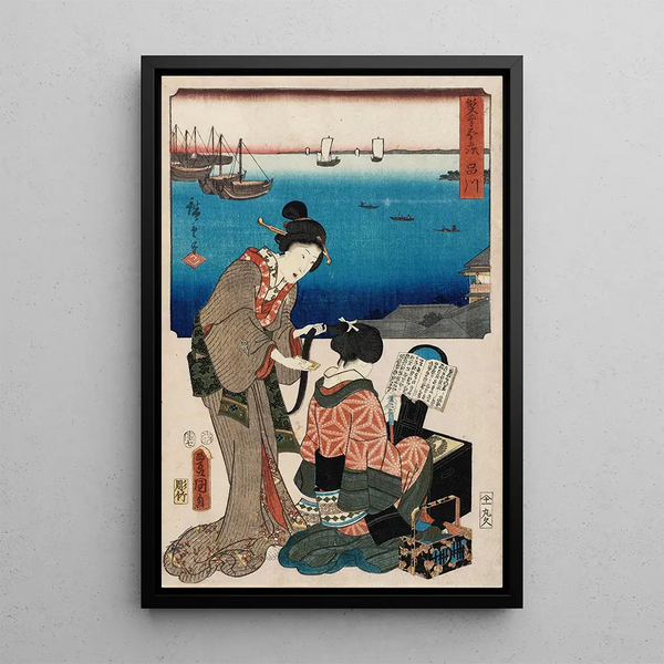 Shinagawa Painting - Utagawa Kunisada Toyokuni III — framed artwork on a wall