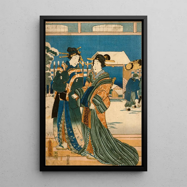 Snow - Utagawa Kunisada Toyokuni III — framed artwork on a wall