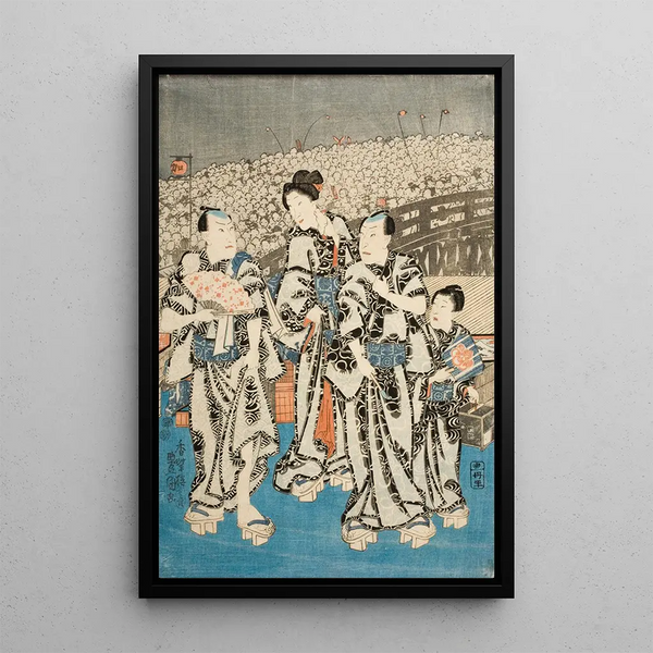 Summer Celebration in Edo - Utagawa Kunisada Toyokuni III — framed artwork on a wall