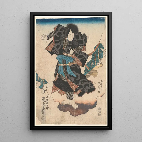 Actor Onoe Tamizō in the role of Tenjiku Tokubei - Utagawa Kunisada Toyokuni III — framed artwork on a wall