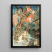 Watnai capturing a tiger - Utagawa Kunisada Toyokuni III — framed artwork on a wall