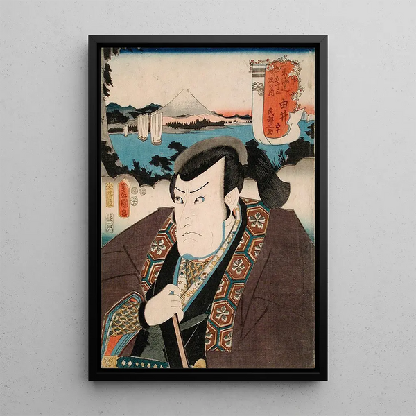 Yui Ichikawa Danz V painting in the role of Minbunosuke - Utagawa Kunisada Toyokuni III — framed artwork on a wall