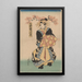 Female figure with yellow pins and platform shoes - Utagawa Kuniyoshi — framed artwork on a wall