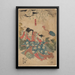 Female figure throwing a purse - Utagawa Kuniyoshi — framed artwork on a wall